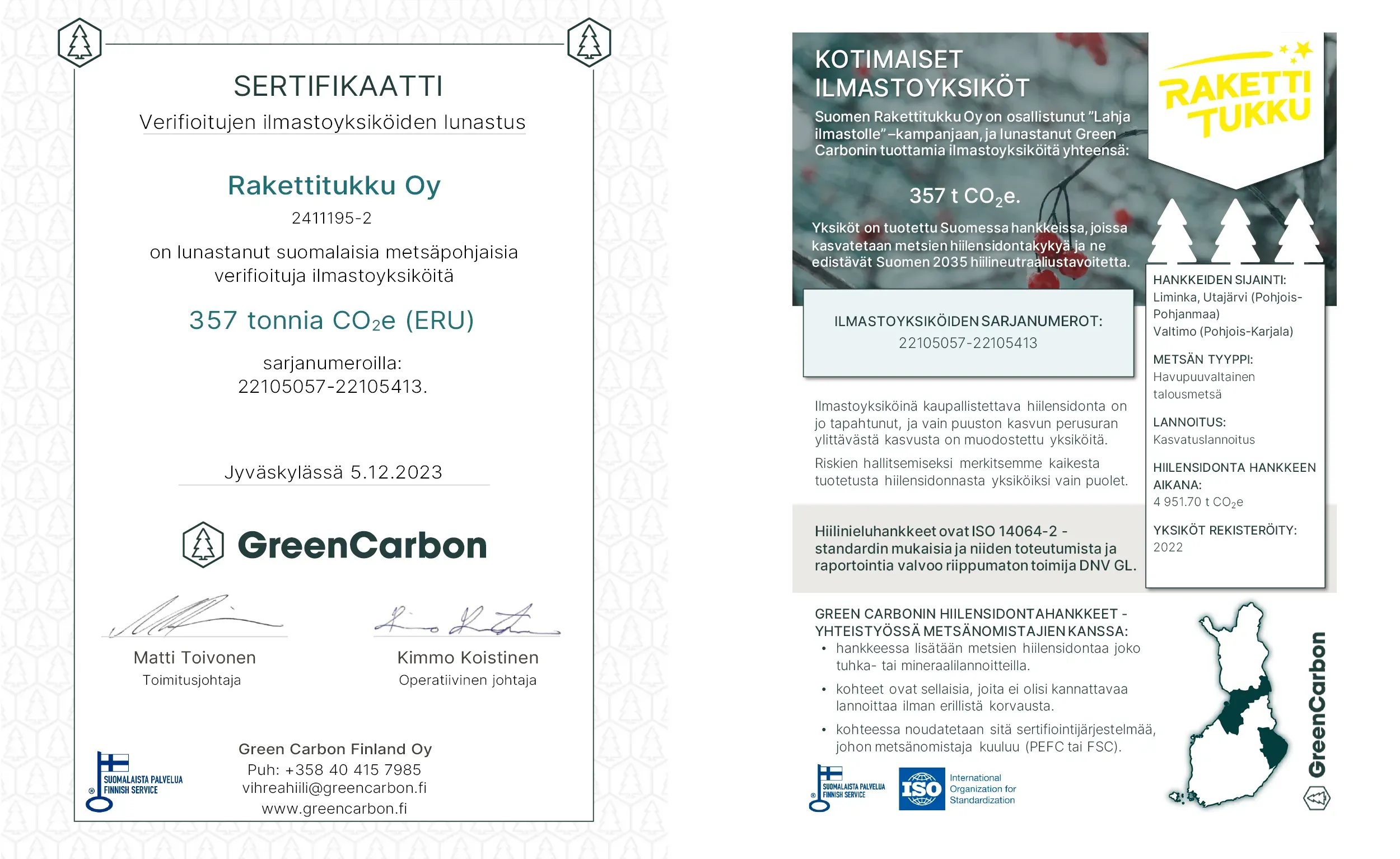 hiilineutraali  kotimainen sertifigaatti.